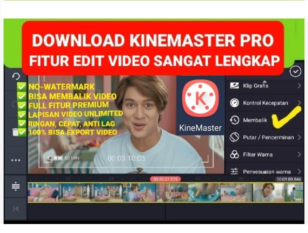 Download Kinemaster Pro Mod Terbaru Fitur Super Lengkap Sudah Support Menu Reverse (Membalik Video) FINAL